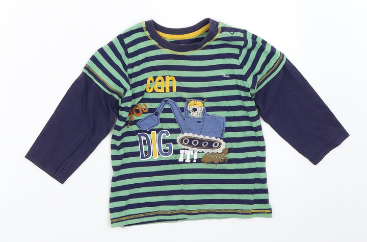 Matalan Boys Blue Striped  Basic T-Shirt Size 12-18 Months