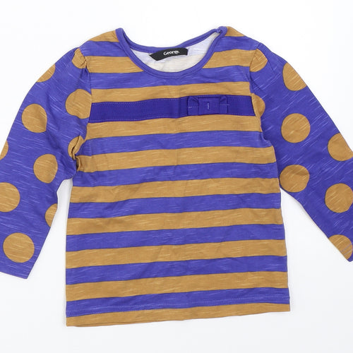 George Girls Blue Striped  Basic T-Shirt Size 18-24 Months