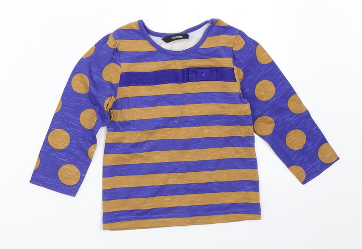 George Girls Blue Striped Basic T-Shirt Size 18-24 Months