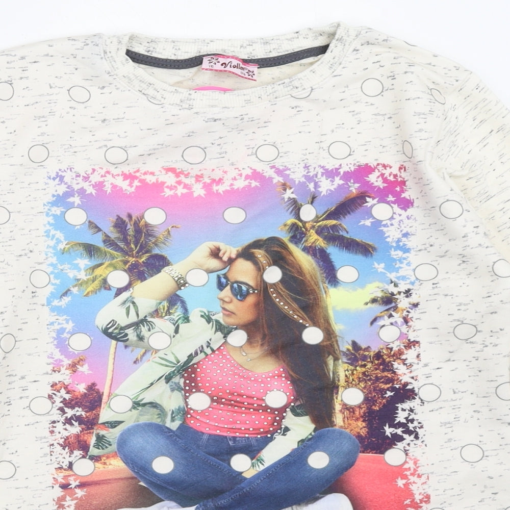 Viollen Girls Beige   Basic T-Shirt Size 16 Years