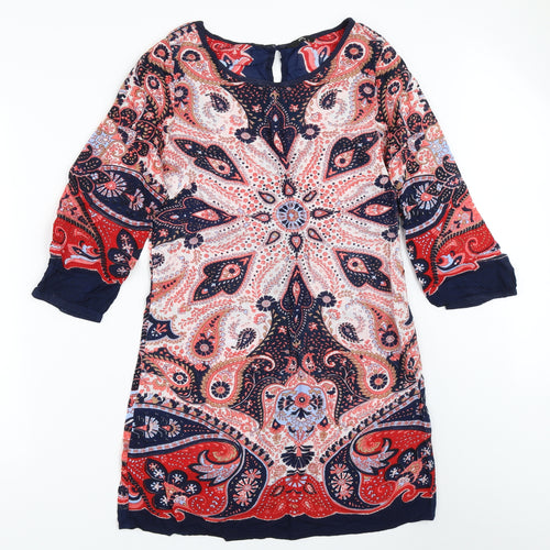 M&Co Womens Blue Geometric  Shift  Size 10