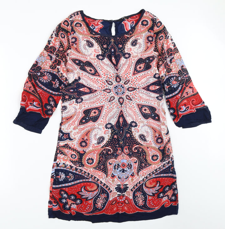M&Co Womens Blue Geometric  Shift  Size 10
