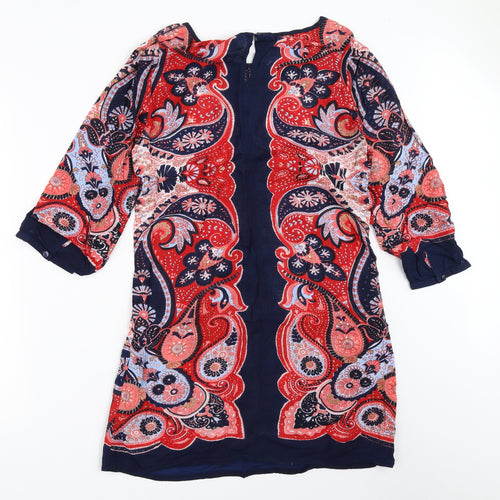 M&Co Womens Blue Geometric  Shift  Size 10