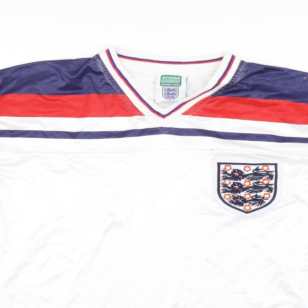 Score Draw Mens White Geometric   T-Shirt Size S  - football