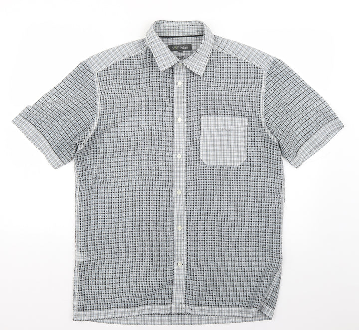 Marks and Spencer Mens Multicoloured Check Button-Up Size M