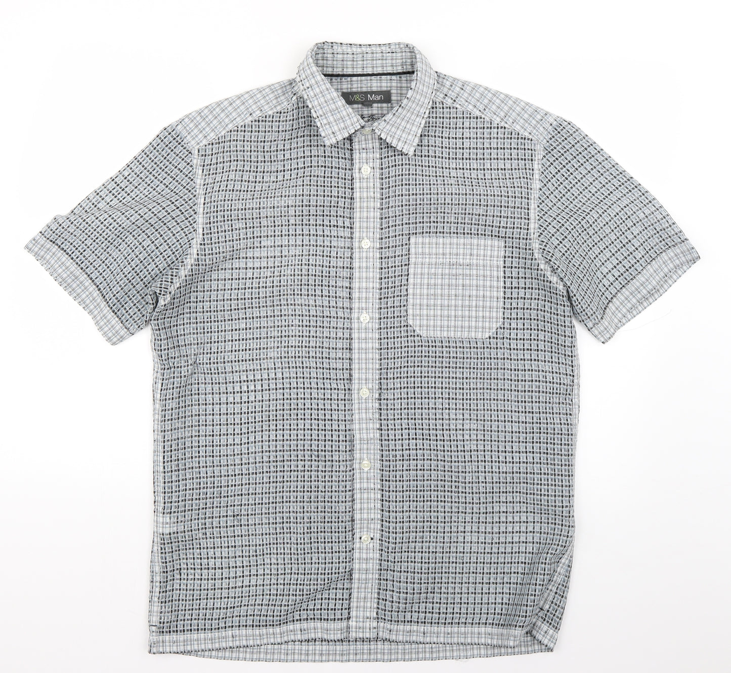 Marks and Spencer Mens Multicoloured Check   Button-Up Size M