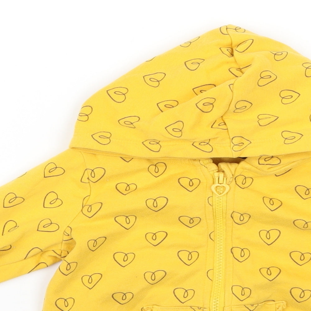 George Girls Yellow Geometric  Full Zip Hoodie Size 2-3 Years
