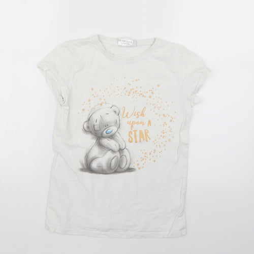 me to you Girls White Geometric  Basic T-Shirt Size 10-11 Years