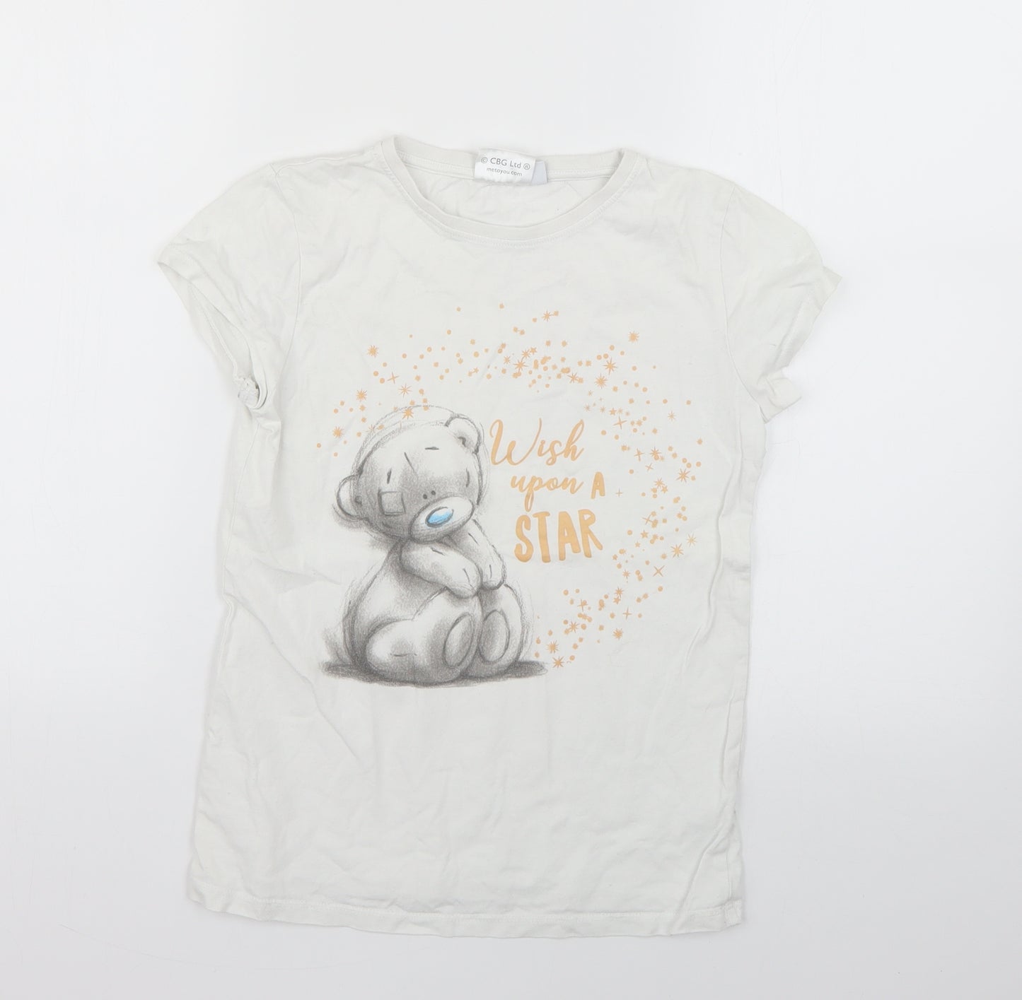 me to you Girls White Geometric  Basic T-Shirt Size 10-11 Years