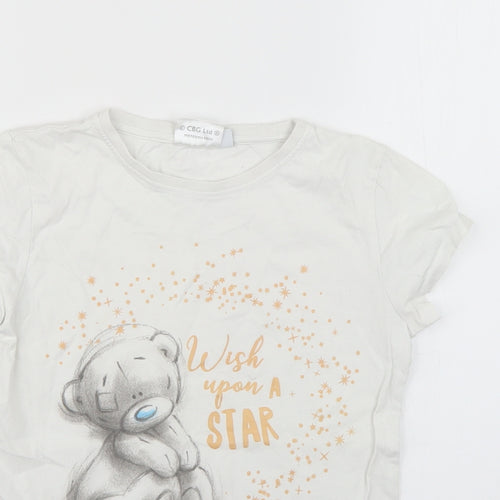 me to you Girls White Geometric  Basic T-Shirt Size 10-11 Years