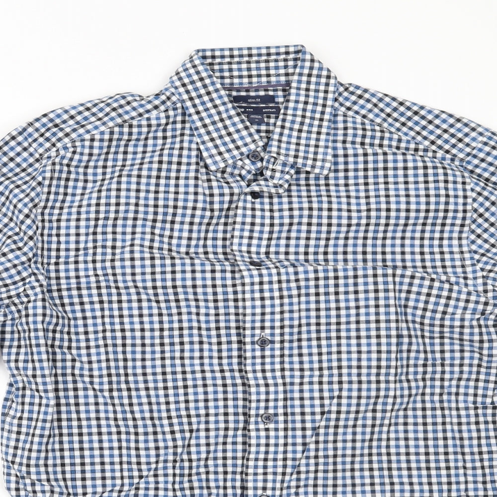 Gap Mens Blue Check   Button-Up Size M