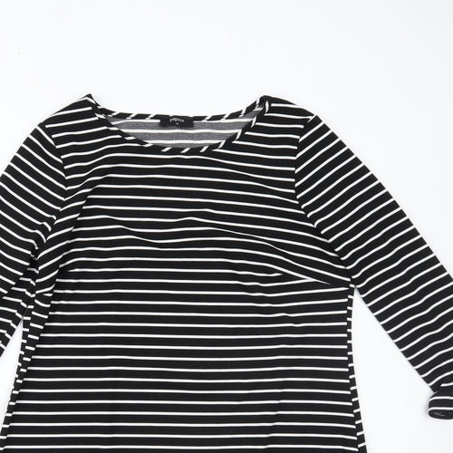 Papaya Womens Black Striped  T-Shirt Dress  Size 14