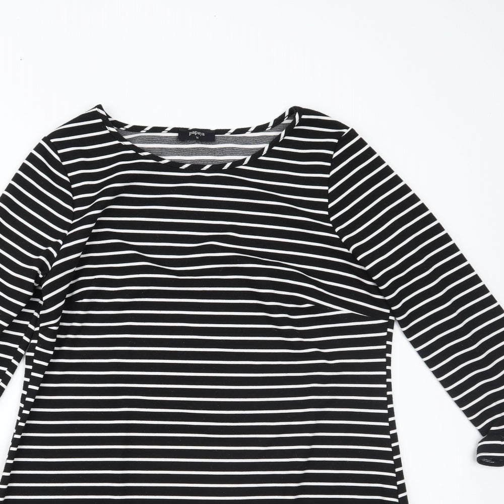 Papaya Womens Black Striped  T-Shirt Dress  Size 14