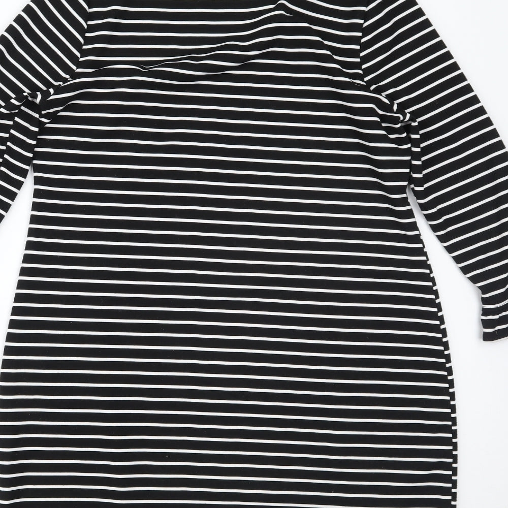 Papaya Womens Black Striped  T-Shirt Dress  Size 14