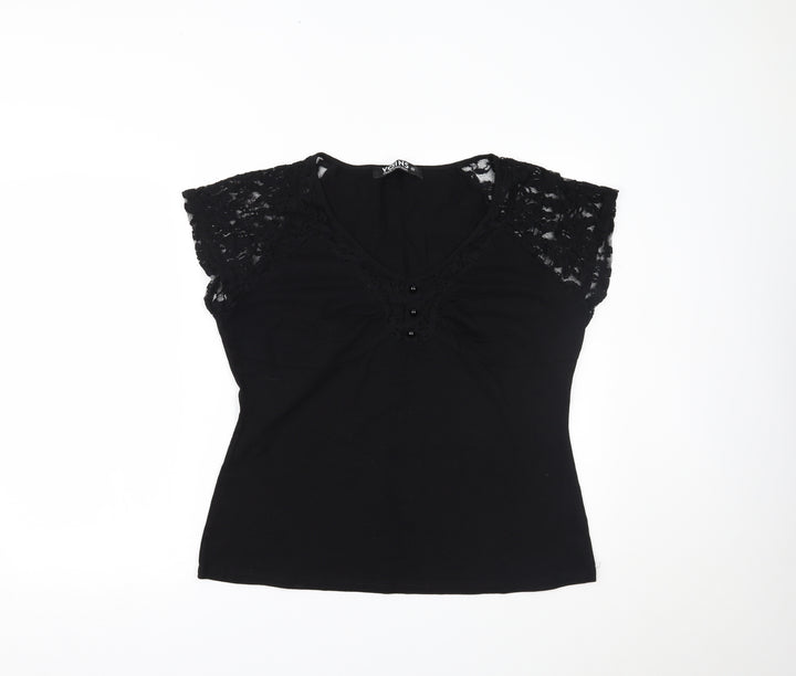 Yoins Womens Black   Basic Blouse Size 2XL