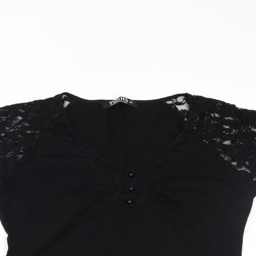 Yoins Womens Black   Basic Blouse Size 2XL