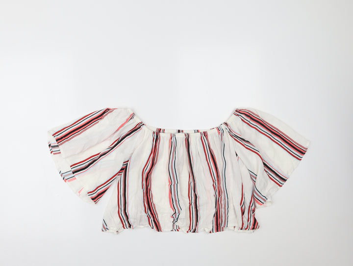 TALLY WEiJL Womens Multicoloured Striped Cropped Blouse Size S