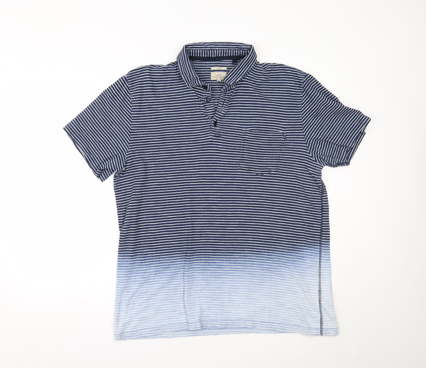 NEXT Mens Blue Striped   Polo Size XL