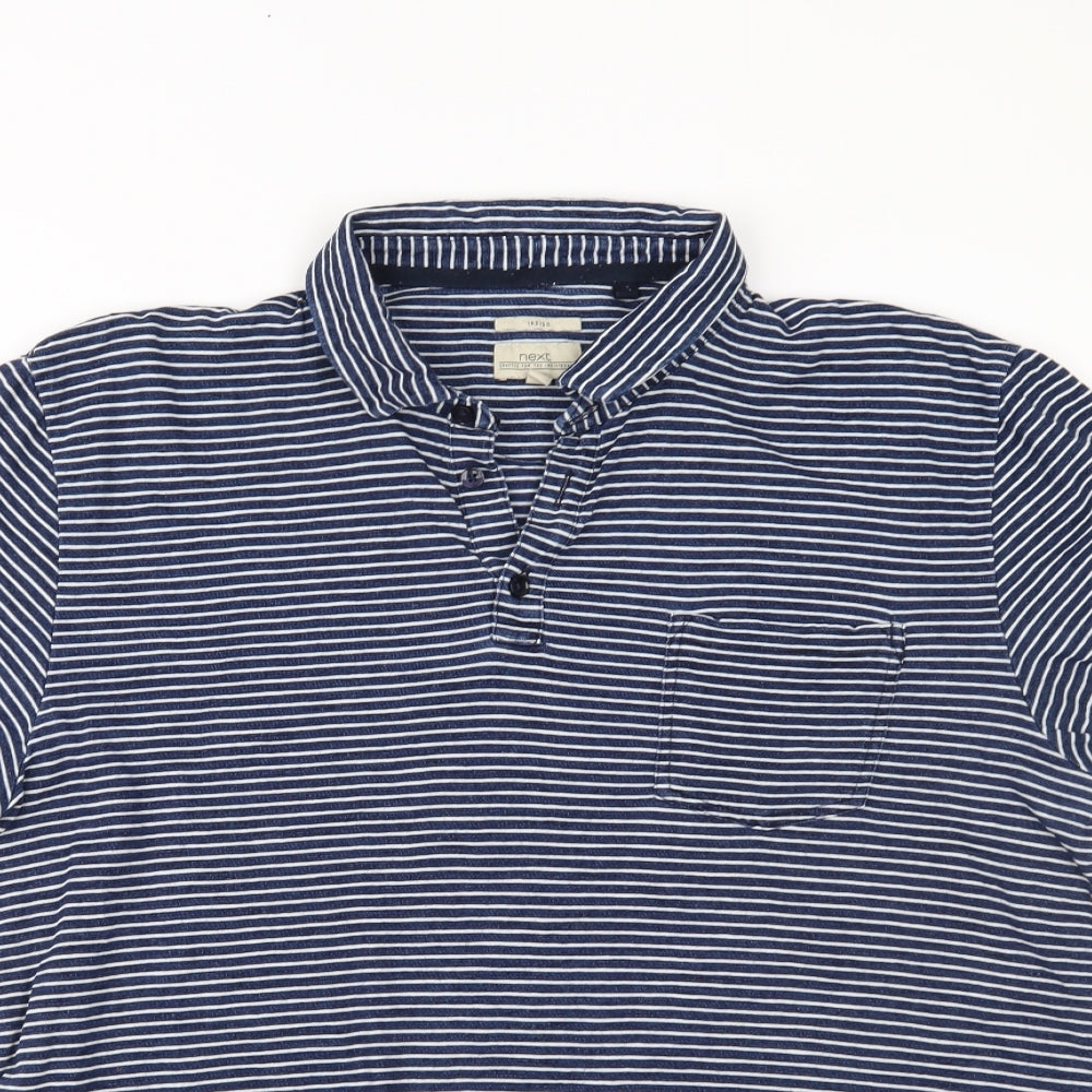 NEXT Mens Blue Striped   Polo Size XL