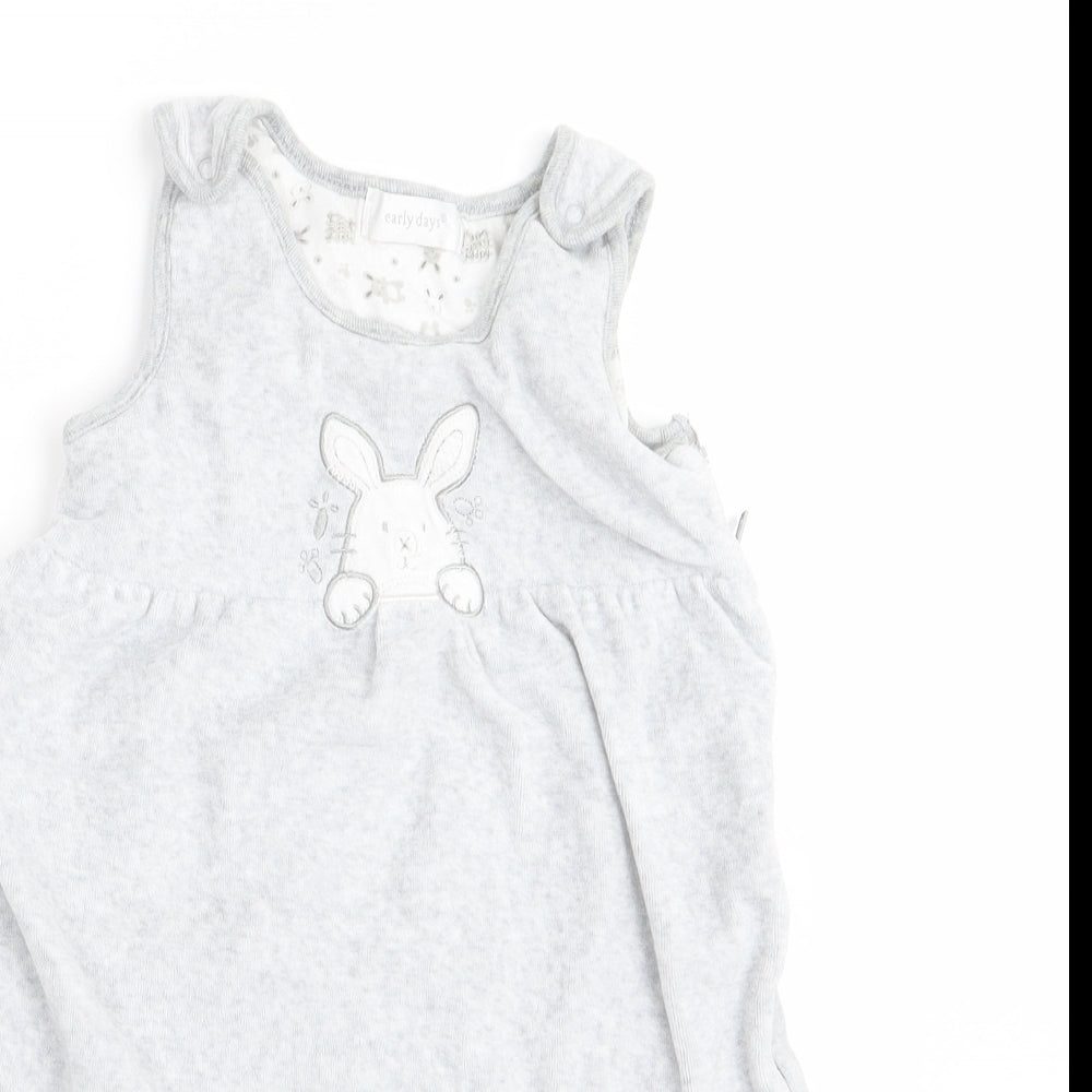 Early days Boys Grey Animal Print  Coverall One-Piece Size 0-3 Months  - Rabbit Logo