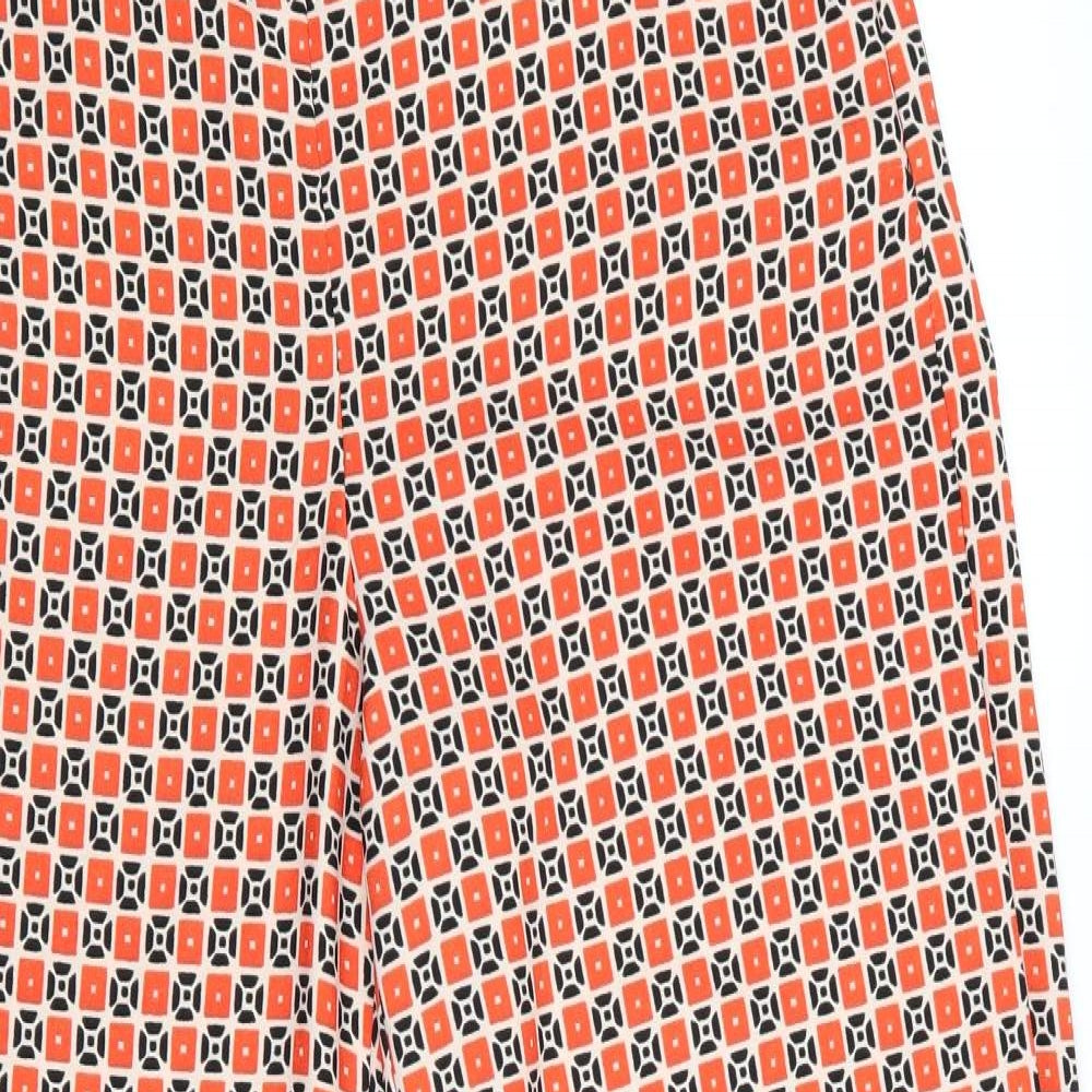 Per Una Womens Orange Geometric  Trousers  Size 12 L31 in - Wide Legged