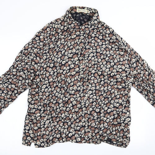 Alice Collins Womens Brown Floral  Basic Blouse Size XL