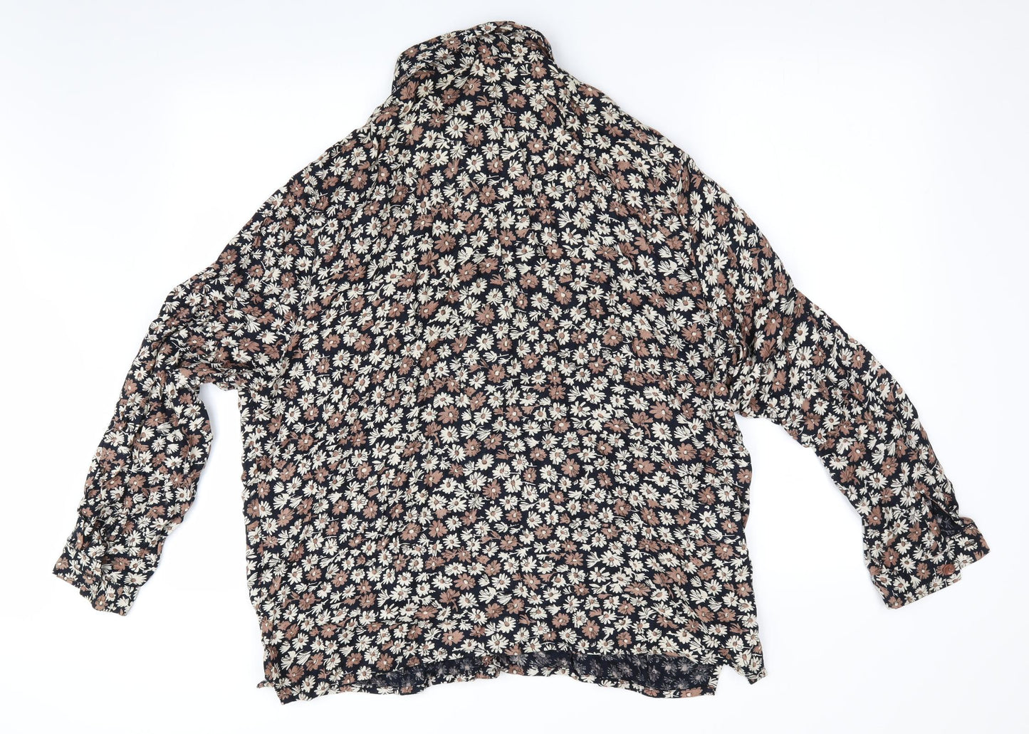 Alice Collins Womens Brown Floral  Basic Blouse Size XL
