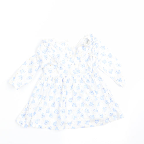 Matalan Girls Blue Floral  A-Line  Size 3-6 Months
