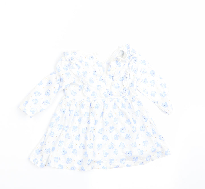 Matalan Girls Blue Floral  A-Line  Size 3-6 Months