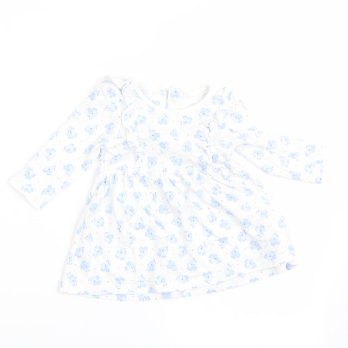 Matalan Girls Blue Floral  A-Line  Size 3-6 Months
