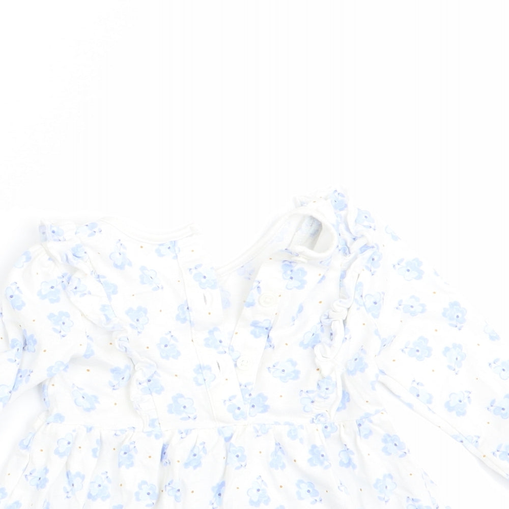 Matalan Girls Blue Floral  A-Line  Size 3-6 Months