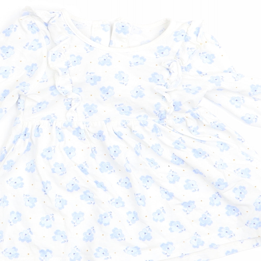 Matalan Girls Blue Floral  A-Line  Size 3-6 Months