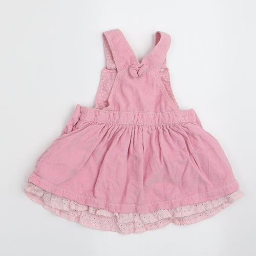 Matalan Girls Pink   Pinafore/Dungaree Dress  Size 6-9 Months  - Heart Pocket Detail