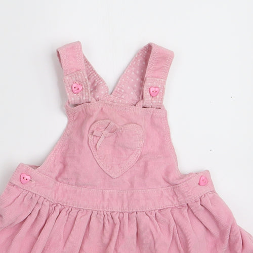 Matalan Girls Pink   Pinafore/Dungaree Dress  Size 6-9 Months  - Heart Pocket Detail