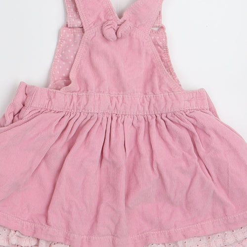 Matalan Girls Pink   Pinafore/Dungaree Dress  Size 6-9 Months  - Heart Pocket Detail