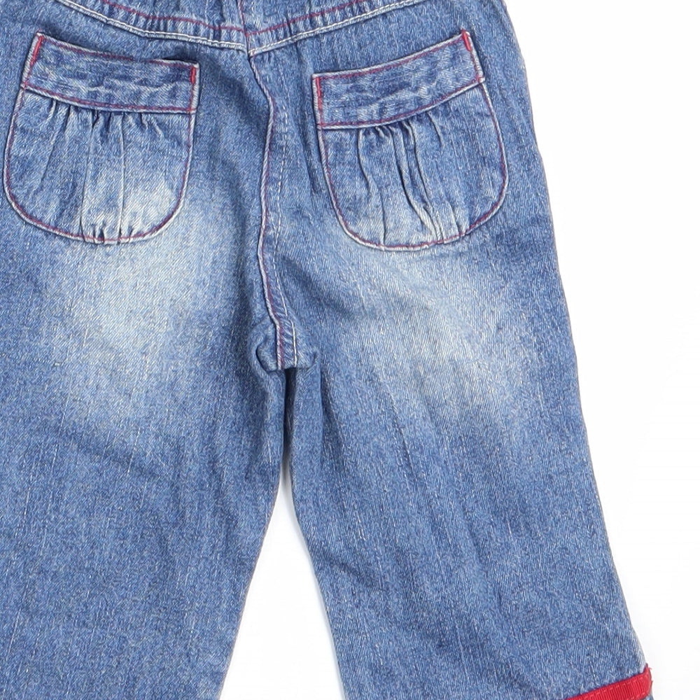 George Girls Blue   Cargo Jeans Size 6-9 Months  - Heart motif on lower leg