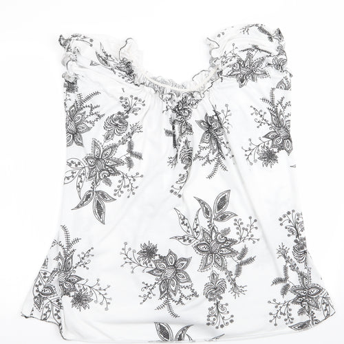 Preworn Womens Black Floral  Basic T-Shirt Size 2XL  - Elasticated neckline