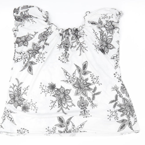 Preworn Womens Black Floral  Basic T-Shirt Size 2XL  - Elasticated neckline