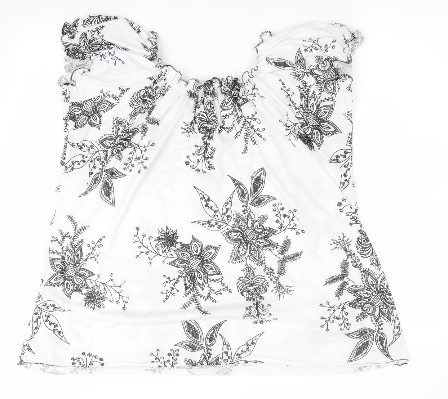Preworn Womens Black Floral  Basic T-Shirt Size 2XL  - Elasticated neckline