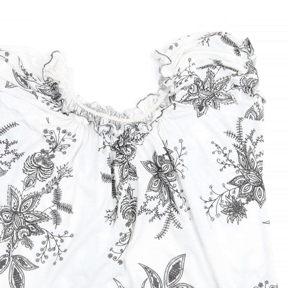 Preworn Womens Black Floral  Basic T-Shirt Size 2XL  - Elasticated neckline