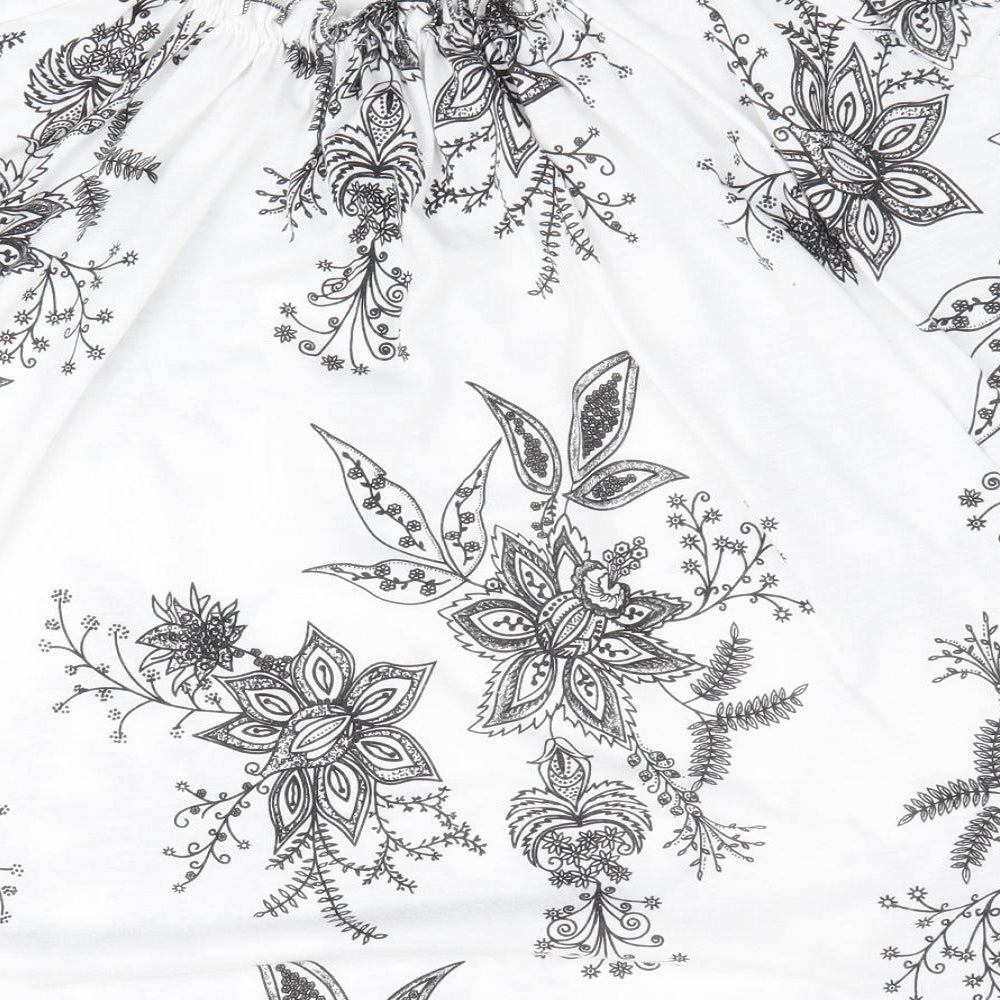 Preworn Womens Black Floral  Basic T-Shirt Size 2XL  - Elasticated neckline