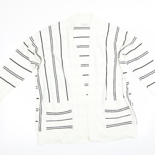Marks and Spencer Womens Ivory Striped  Cardigan Jumper Size L  - Longline Cardigan