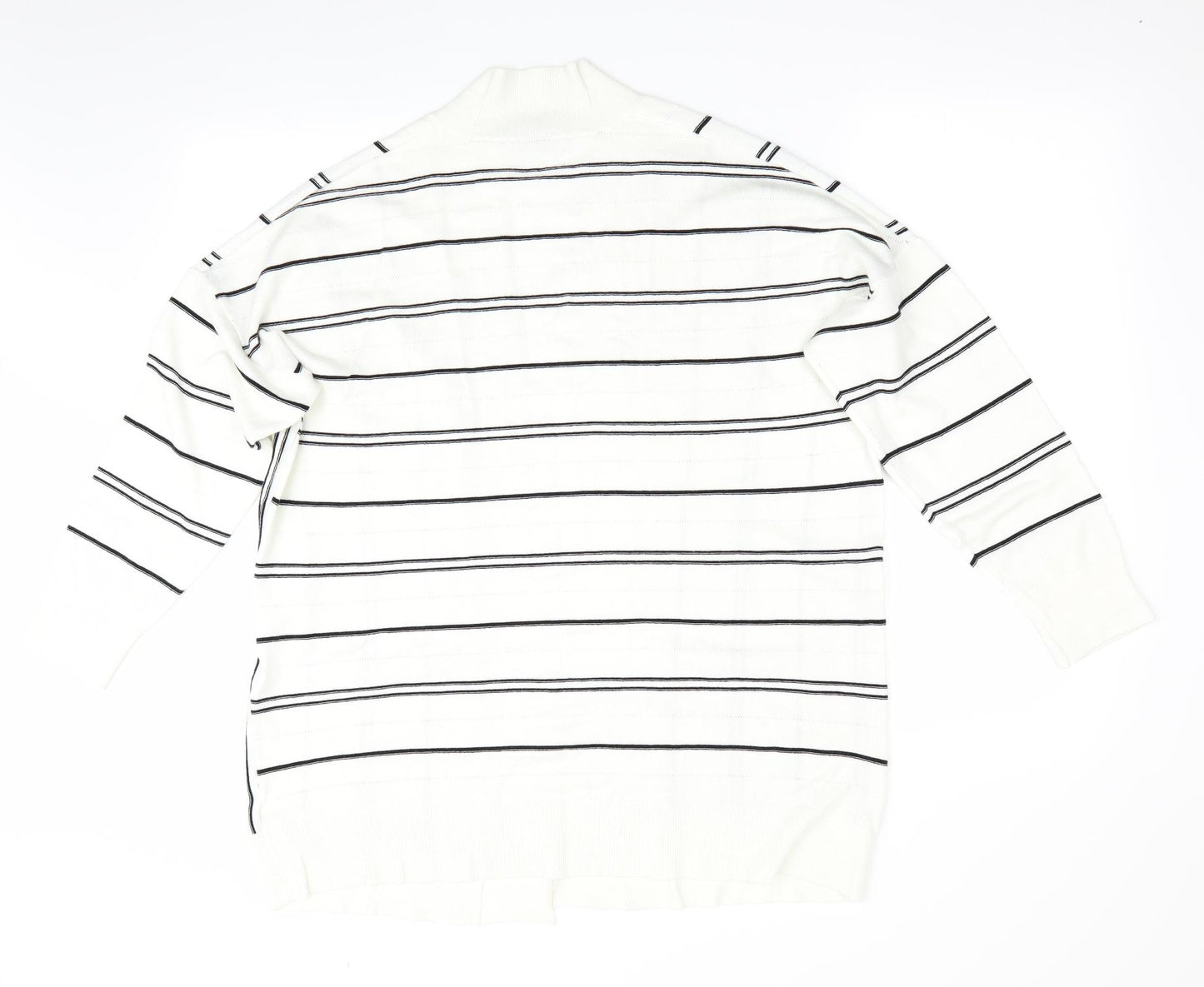 Marks and Spencer Womens Ivory Striped  Cardigan Jumper Size L  - Longline Cardigan