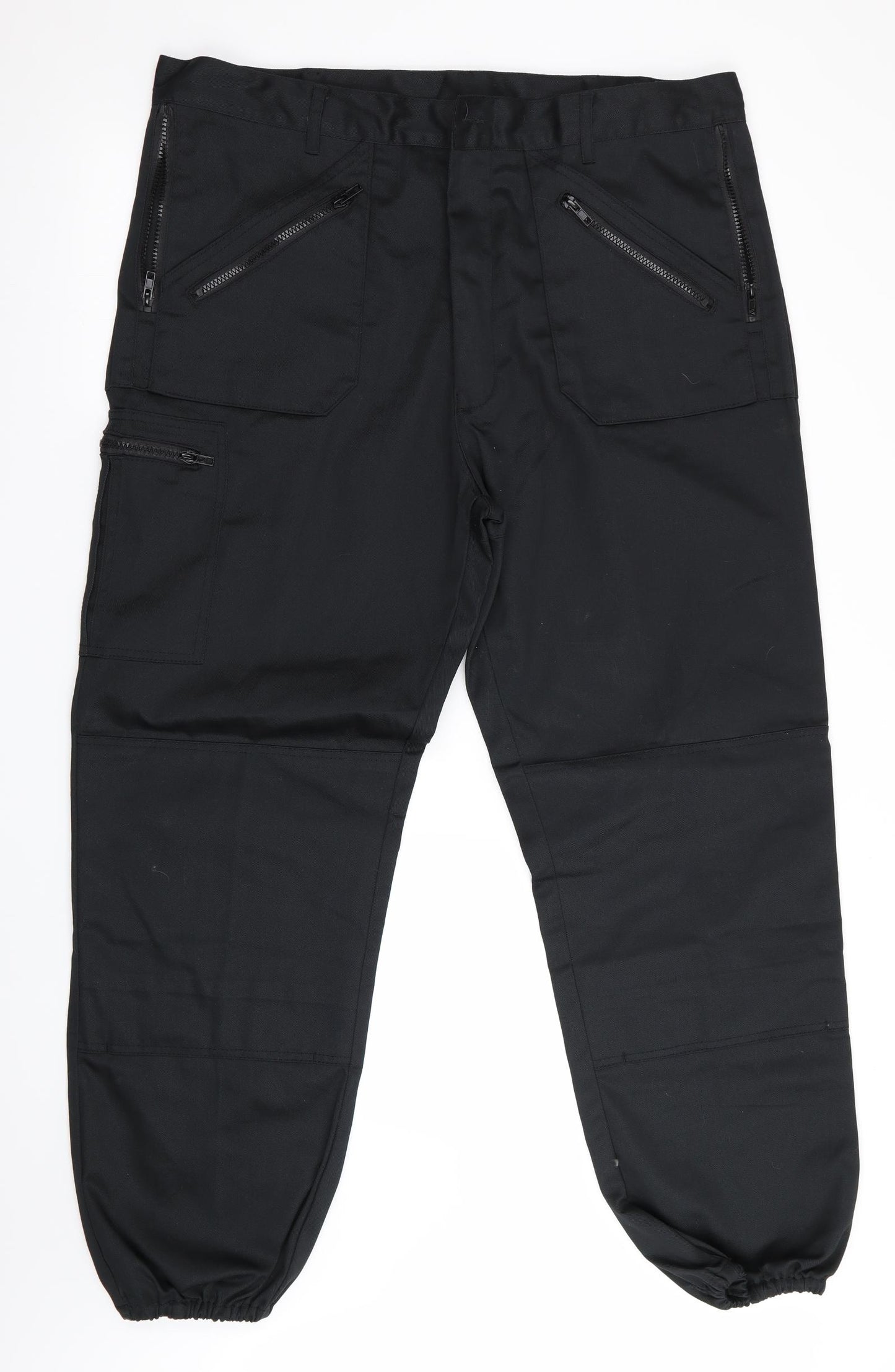 Dickies Mens Black   Cargo Trousers Size 38 in L30 in - Elasticated Ankles