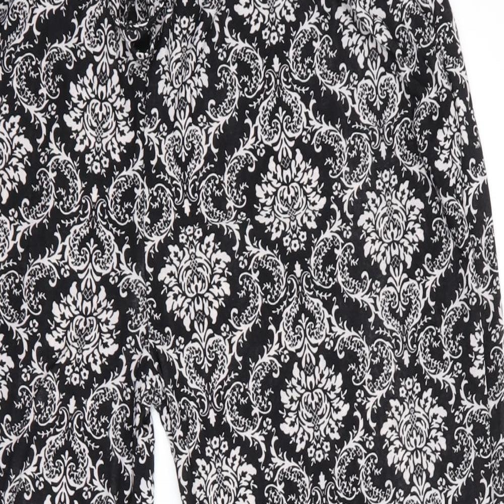 Zeva Womens Black Floral  Bloomer Trousers  L26 in - Elastic waist and ankle