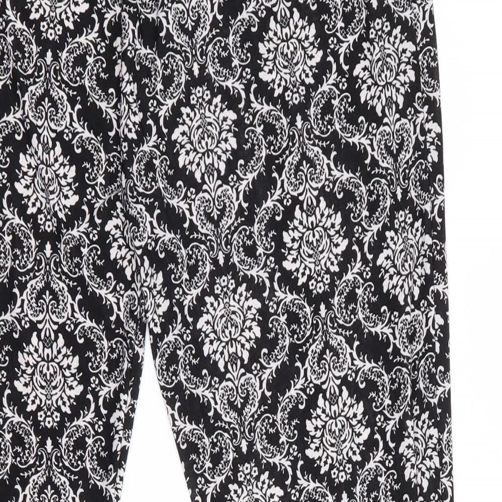 Zeva Womens Black Floral  Bloomer Trousers  L26 in - Elastic waist and ankle