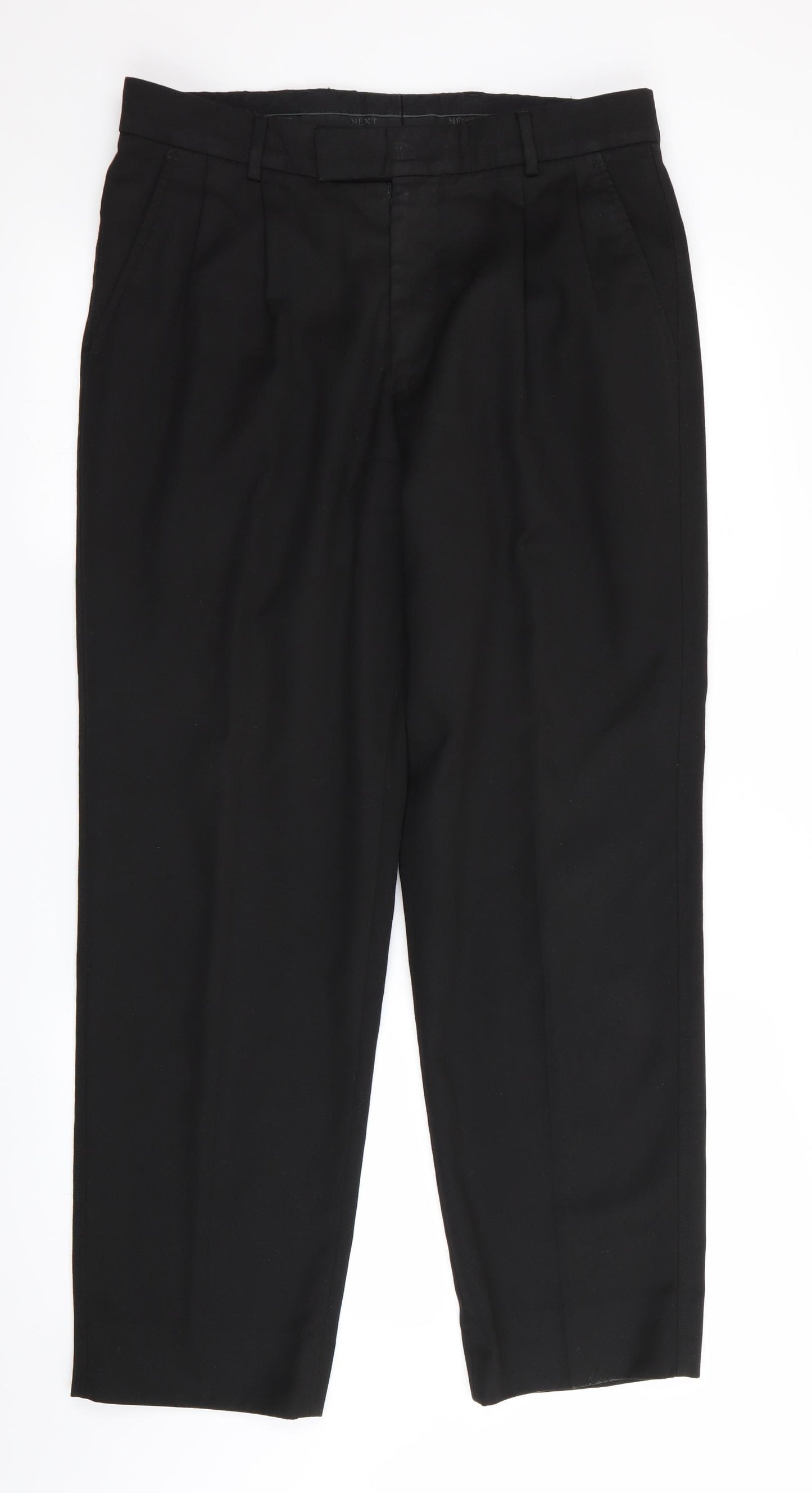 NEXT Mens Black   Trousers  Size 32 in L30 in - Pleated front