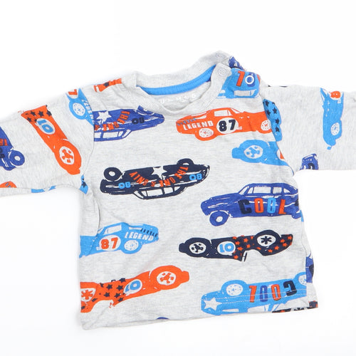 Nutmeg Boys Grey   Basic T-Shirt Size 3-6 Months  - Car Print