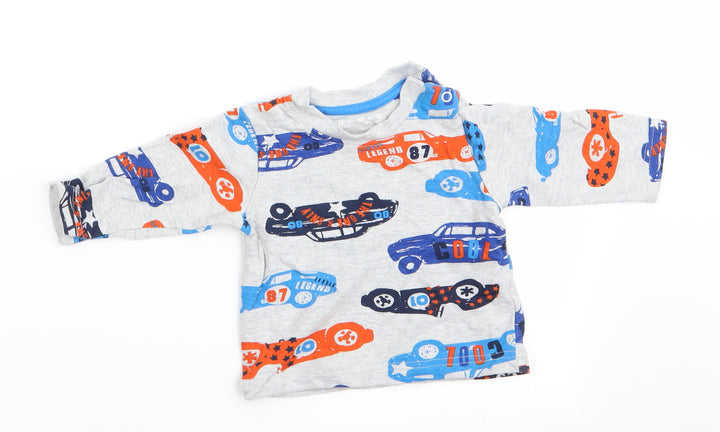 Nutmeg Boys Grey Basic T-Shirt Size 3-6 Months - Car Print