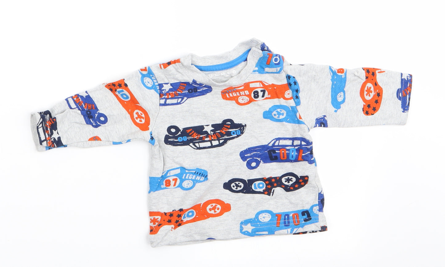 Nutmeg Boys Grey   Basic T-Shirt Size 3-6 Months  - Car Print